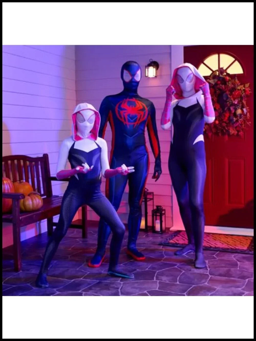 Marvel Spider-Gwen Youth Zentai Costume Hooded Spandex Jumpsuit Halloween
